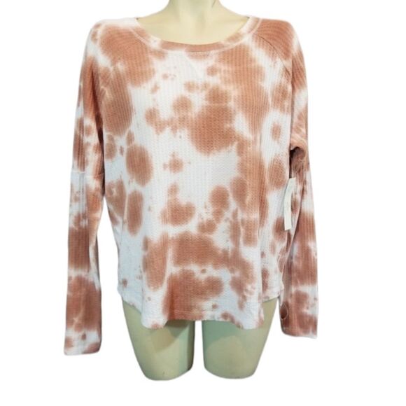 Sweet Romeo Mocha Tie-Dye Waffle Thermal Tee Size XL - Picture 1 of 8